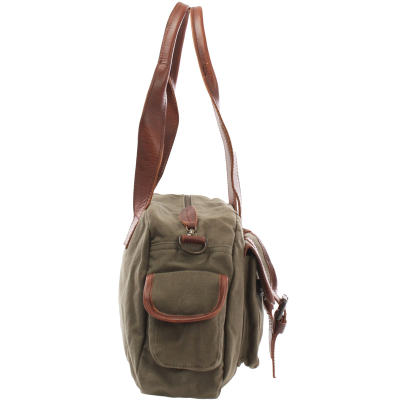 Leconi Henkeltasche Damentasche Canvas Leder grün LE0042 50% Rabatt mit kostenlosem Versand