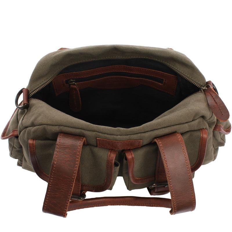 Leconi Henkeltasche Damentasche Canvas Leder grün LE0042 50% Rabatt mit kostenlosem Versand