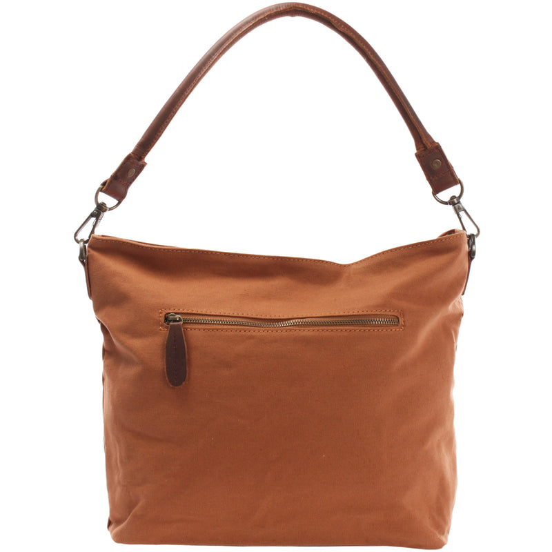 Leconi Schultertasche Umhängetasche Ledertasche Canvas Leder cognac LE0039 Clearance-Verkauf