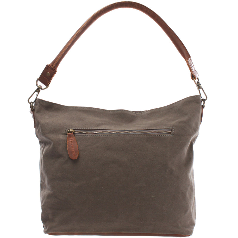 Leconi Schultertasche Umhängetasche Ledertasche Canvas Leder grau LE0039 Kostenloser Versand international