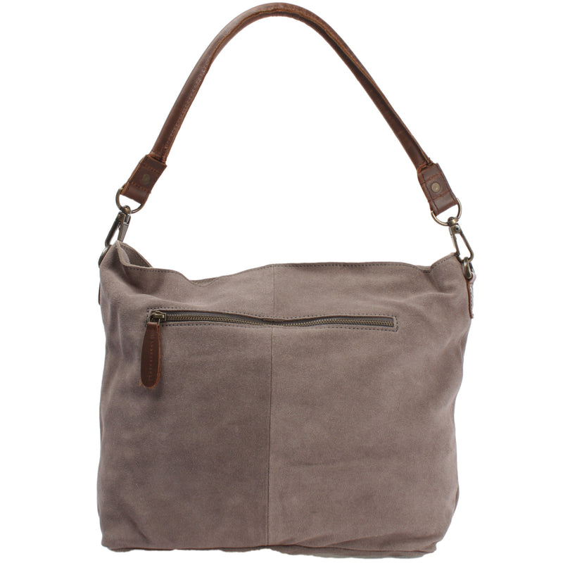 Leconi Schultertasche Umhängetasche Ledertasche Veloursleder grau LE0039 Speichern exportieren