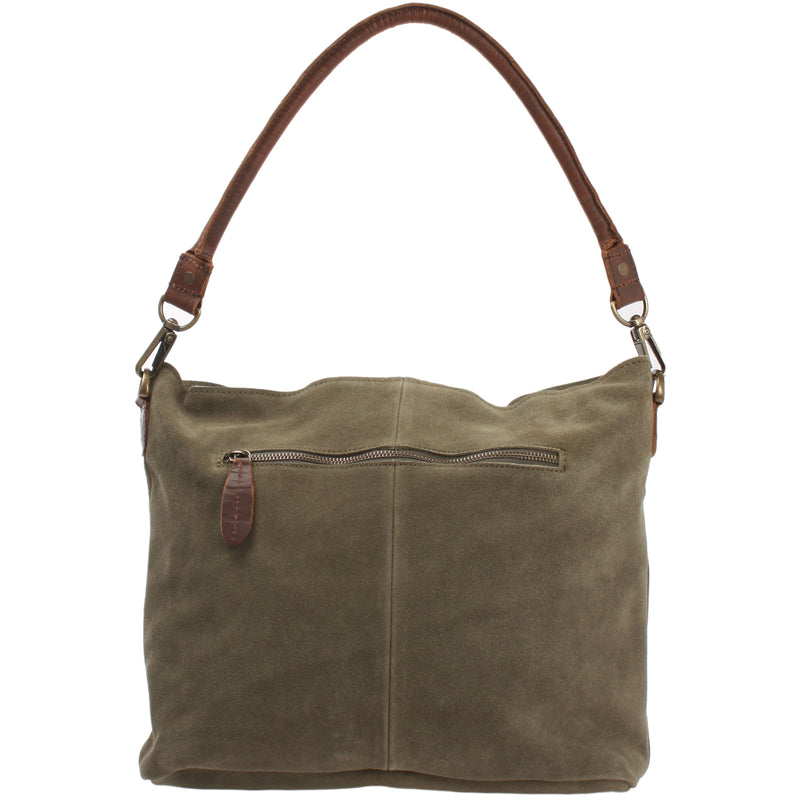 Leconi Schultertasche Umhängetasche Ledertasche Veloursleder grün LE0039 Black Friday Preise