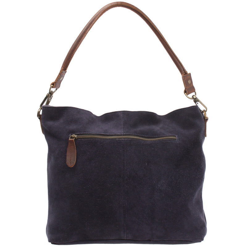 Leconi Schultertasche Umhängetasche Ledertasche Veloursleder navy LE0039 Im Verkauf