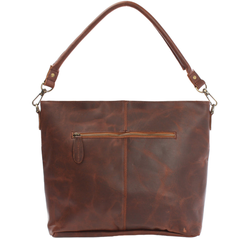Leconi Schultertasche Umhängetasche Ledertasche Leder braun LE0039 zollfrei