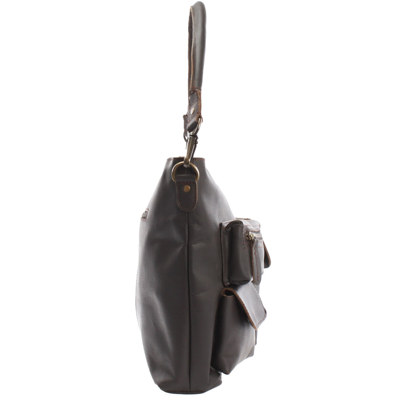 Leconi Schultertasche Umhängetasche Ledertasche Leder dunkelbraun LE0039 50% Rabatt für begrenzte Zeit