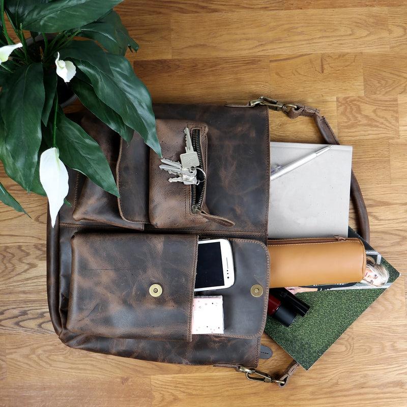 Leconi Schultertasche Umhängetasche Ledertasche Leder schlamm LE0039 2025