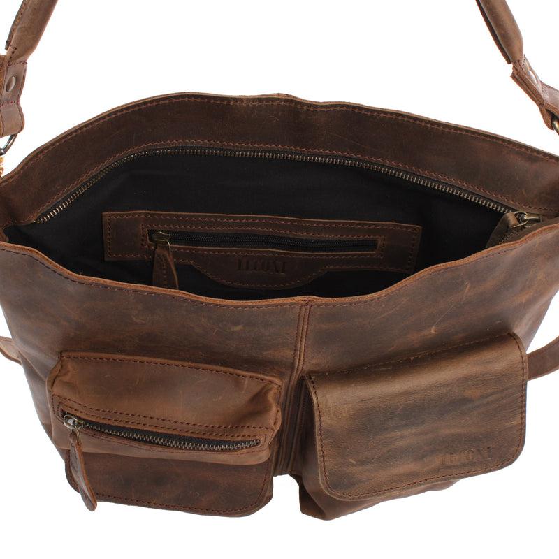 Leconi Schultertasche Umhängetasche Ledertasche Leder schlamm LE0039 2025