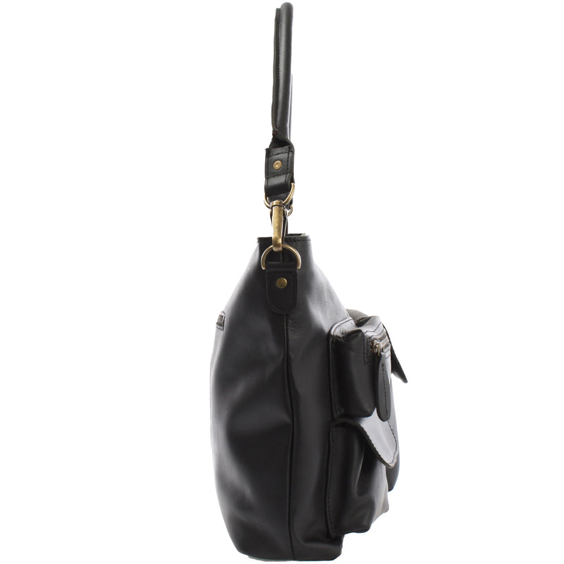 Leconi Schultertasche Umhängetasche Ledertasche Leder schwarz LE0039 Online