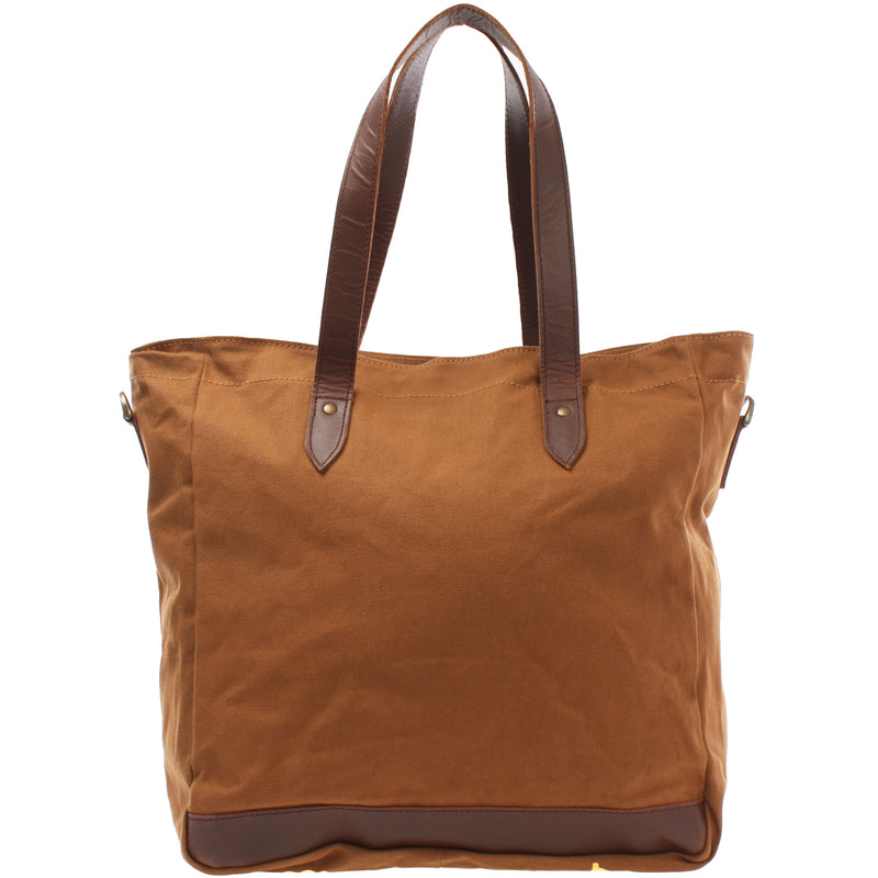Leconi Shopper Beuteltasche Damentasche Canvas Leder cognac LE0040 Outlet