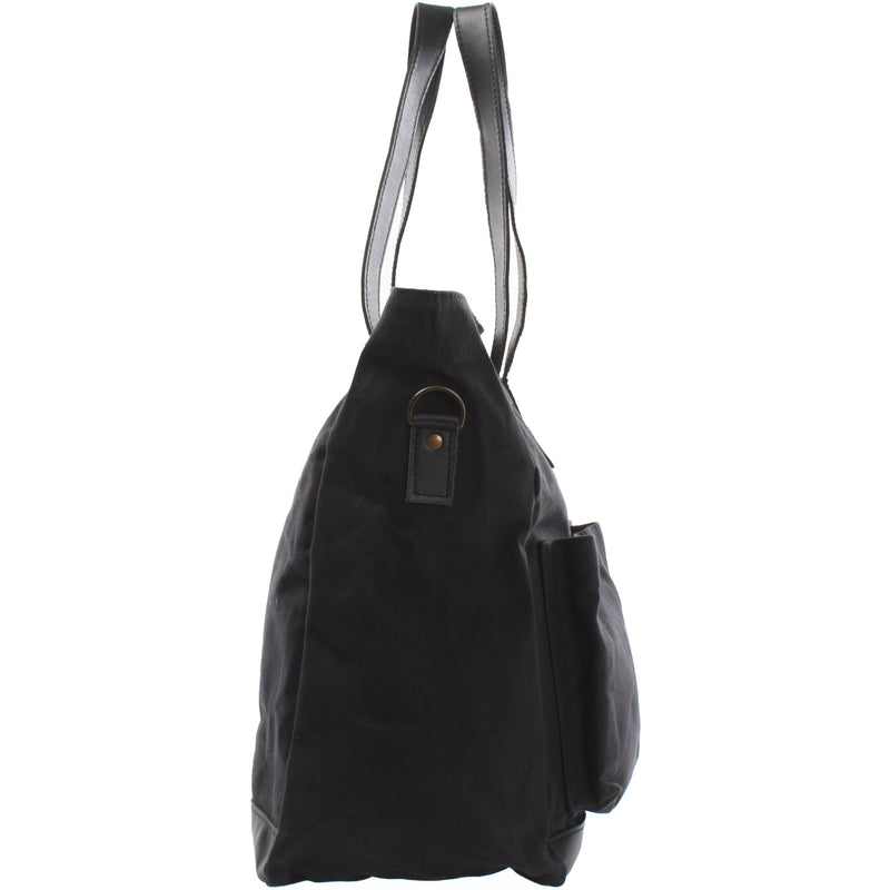 Leconi Shopper Beuteltasche Damentasche Canvas Leder schwarz LE0040 Angebote