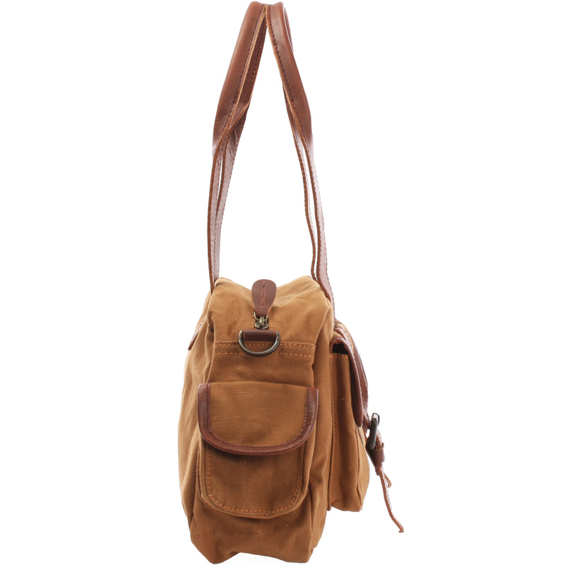 Leconi Henkeltasche Schultertasche Canvas Leder cognac LE0042 Hotsell