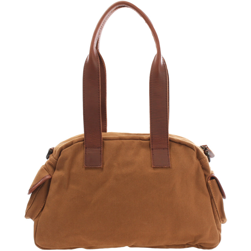 Leconi Henkeltasche Schultertasche Canvas Leder cognac LE0042 Hotsell