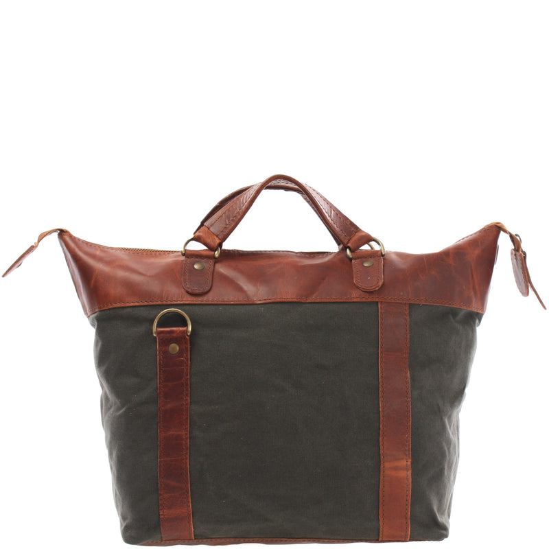 Leconi Henkeltasche Damentasche Canvas Leder grün LE0043 Günstiger Verkauf