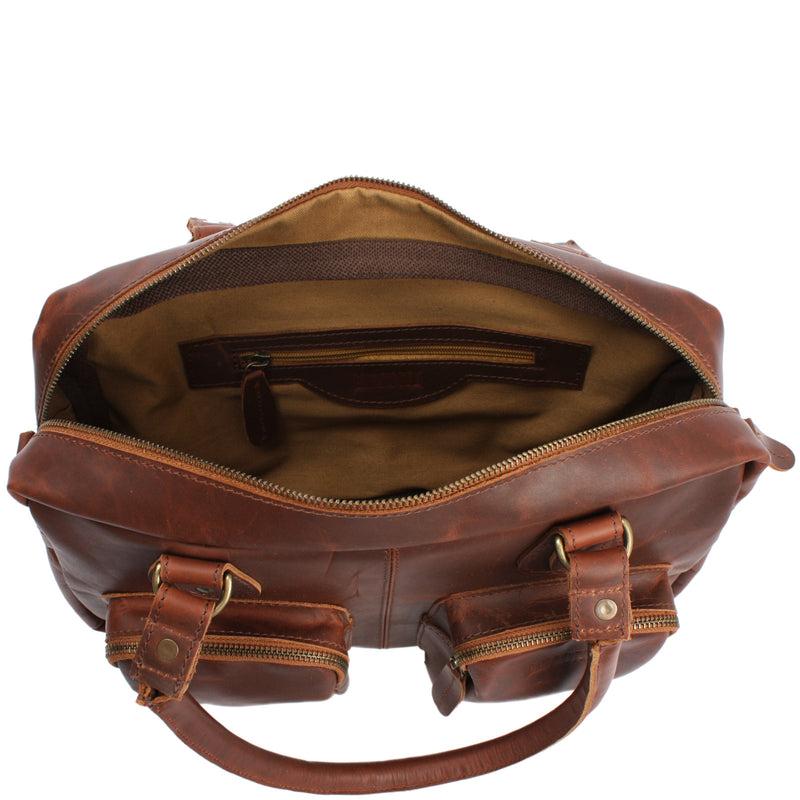 Leconi Schultertasche Handtasche Henkeltasche Damen Leder braun LE0046 Fabrikverkauf