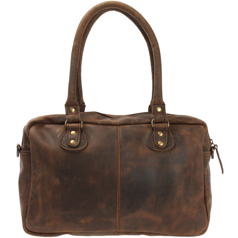 Leconi Schultertasche Handtasche Henkeltasche Damen Leder schlamm LE0046 Blitzverkäufe