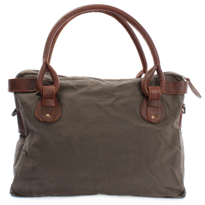 Leconi Schultertasche Henkeltasche Damentasche Handtasche Leder Canvas grau LE0050 Rabatt
