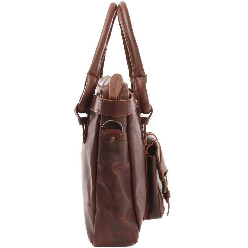 Leconi Schultertasche Henkeltasche Damentasche Handtasche Leder braun LE0050 Günstig kaufen