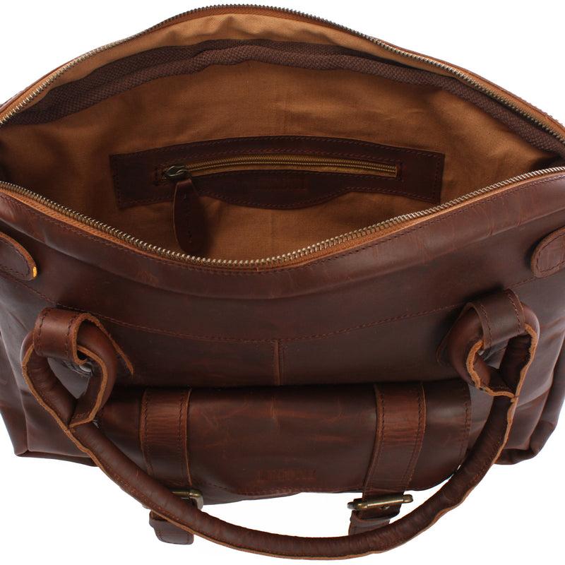 Leconi Schultertasche Henkeltasche Damentasche Handtasche Leder braun LE0050 Günstig kaufen