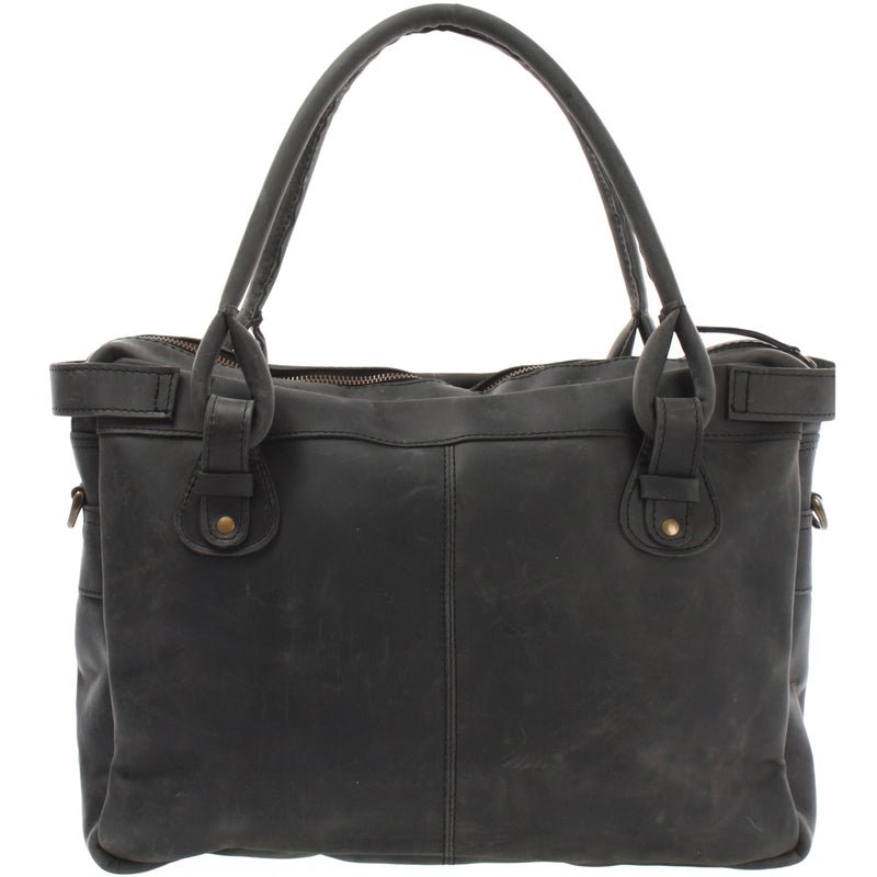 Leconi Schultertasche Henkeltasche Damentasche Handtasche Leder grau LE0050 Versandkostenfrei