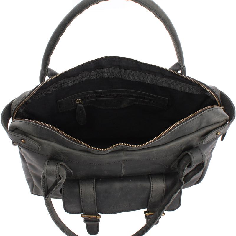 Leconi Schultertasche Henkeltasche Damentasche Handtasche Leder grau LE0050 Versandkostenfrei