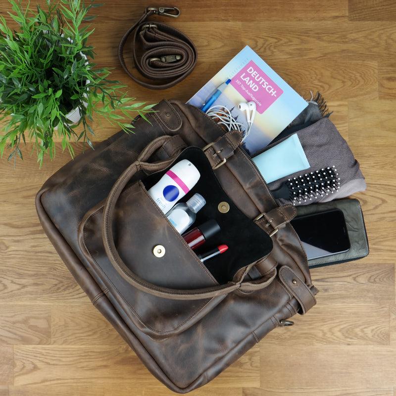 Leconi Schultertasche Henkeltasche Damentasche Handtasche Leder schlamm LE0050 Großer Ausverkauf