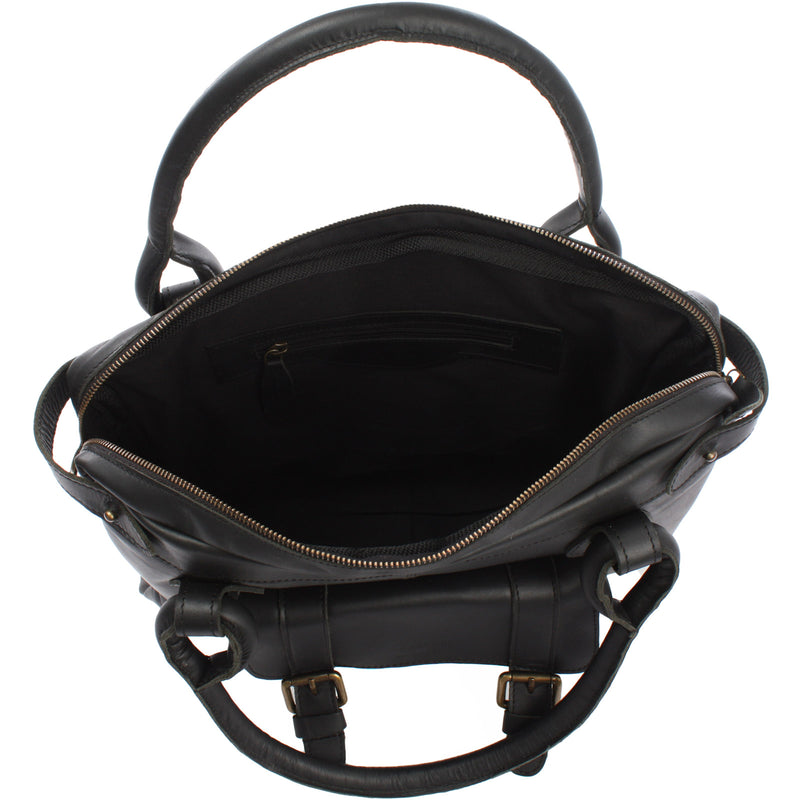 Leconi Schultertasche Henkeltasche Damentasche Handtasche Leder schwarz LE0050 Flash Sale