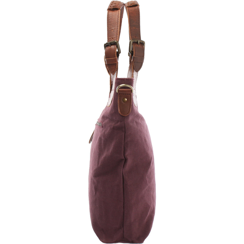 Leconi Schultertasche Umhängetasche Henkeltasche Shopper Damentasche Canvas Leder bordeaux LE0054 Begrenztes Angebot