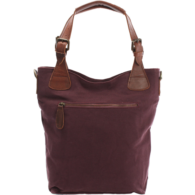 Leconi Schultertasche Umhängetasche Henkeltasche Shopper Damentasche Canvas Leder bordeaux LE0054 Begrenztes Angebot