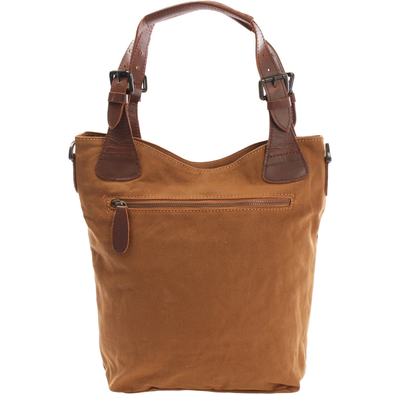Leconi Schultertasche Umhängetasche Henkeltasche Shopper Damentasche Canvas Leder cognac LE0054 Online Shopping