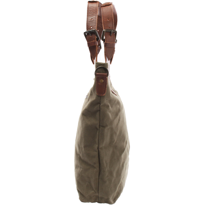 Leconi Schultertasche Umhängetasche Henkeltasche Shopper Damentasche Canvas Leder grün LE0054 Preisnachlass