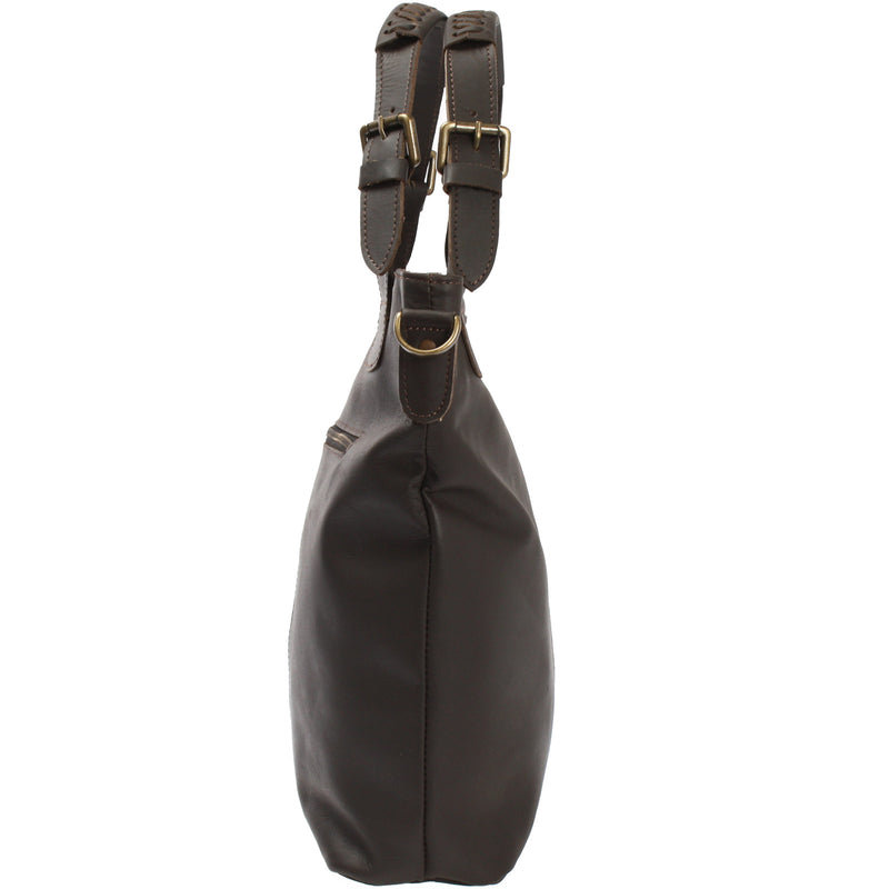 Leconi Umhängetasche Schultertasche Henkeltasche Damentasche Leder dunkelbraun LE0054 Cyber Monday
