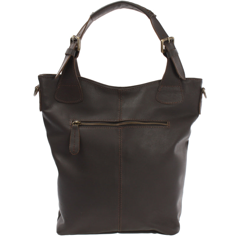 Leconi Umhängetasche Schultertasche Henkeltasche Damentasche Leder dunkelbraun LE0054 Cyber Monday