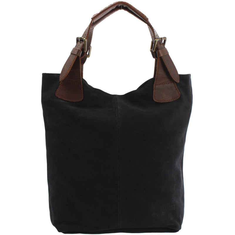 Leconi Henkeltasche Damentasche Wildleder Leder anthrazit LE0033 Muttertagsangebot
