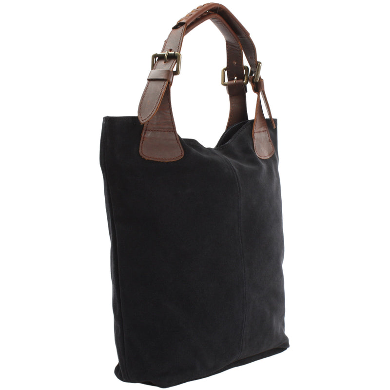 Leconi Henkeltasche Damentasche Wildleder Leder anthrazit LE0033 Muttertagsangebot
