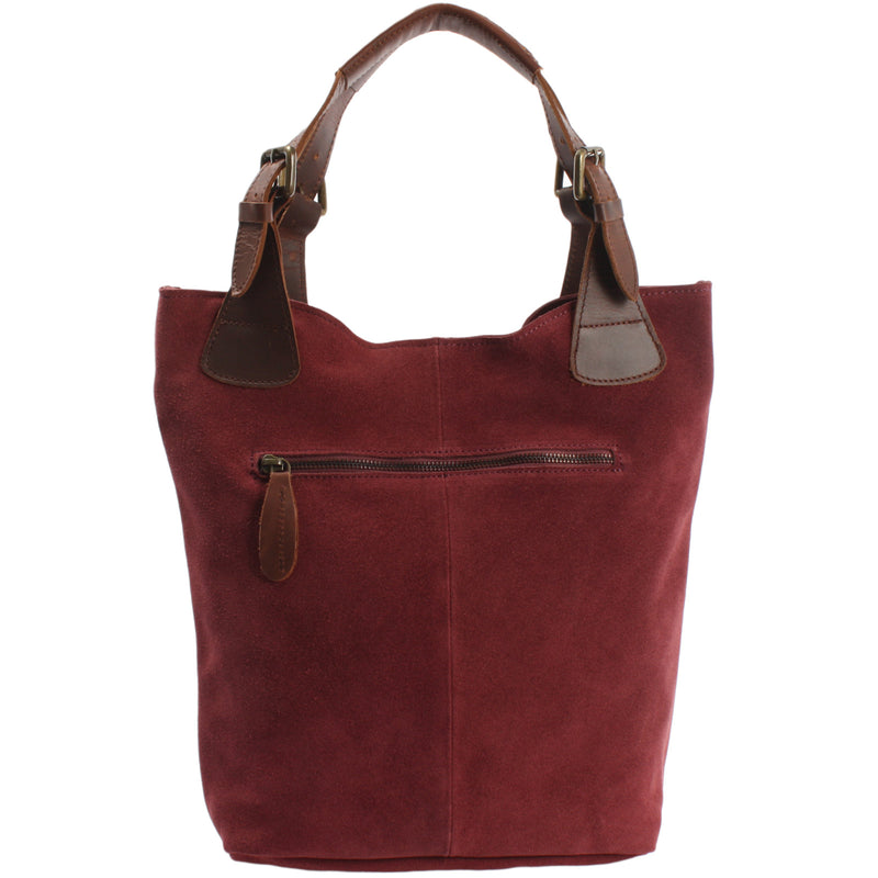 Leconi Henkeltasche Damentasche Veloursleder Leder bordeaux LE0033 Vatertagsangebot