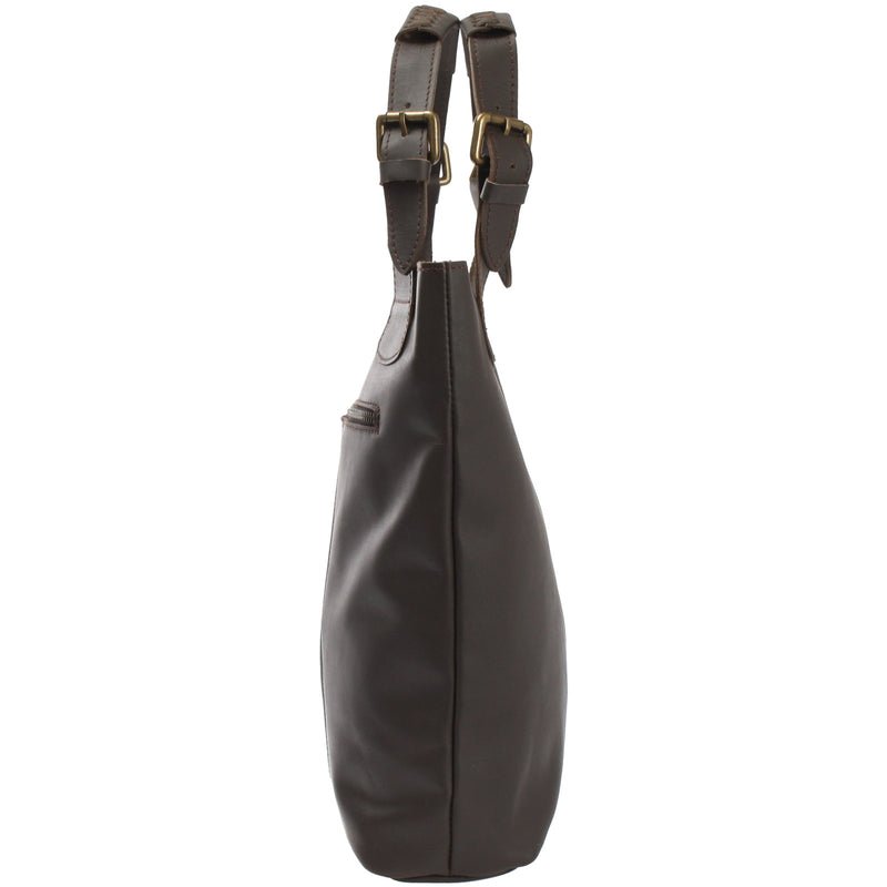 Leconi Henkeltasche Schultertasche Shopper Leder dunkelbraun LE0033 Online Outlet