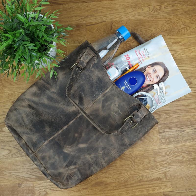 Leconi Henkeltasche Ledertasche Damentasche Leder schlamm LE0033 Exklusive Angebote