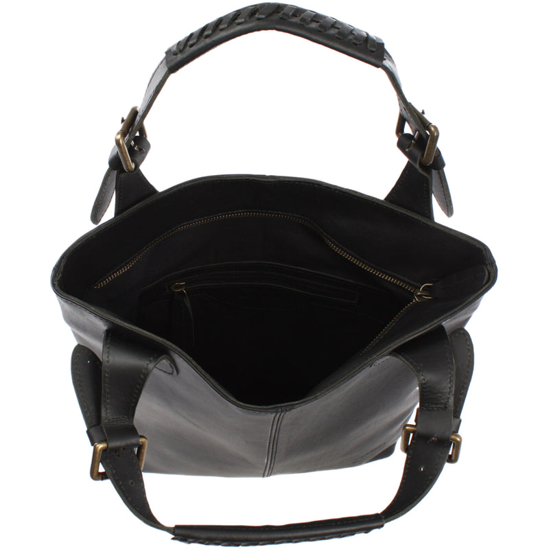 Leconi Shopper Henkeltasche Damentasche Leder schwarz LE0033 Blitzangebot