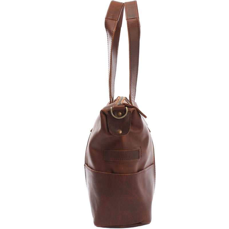 Leconi Shopper Schultertasche Henkeltasche Leder braun LE0034 Große Rabatte