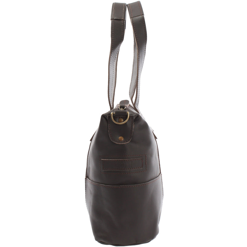 Leconi Shopper Schultertasche Henkeltasche Leder dunkelbraun LE0034 Neuheiten