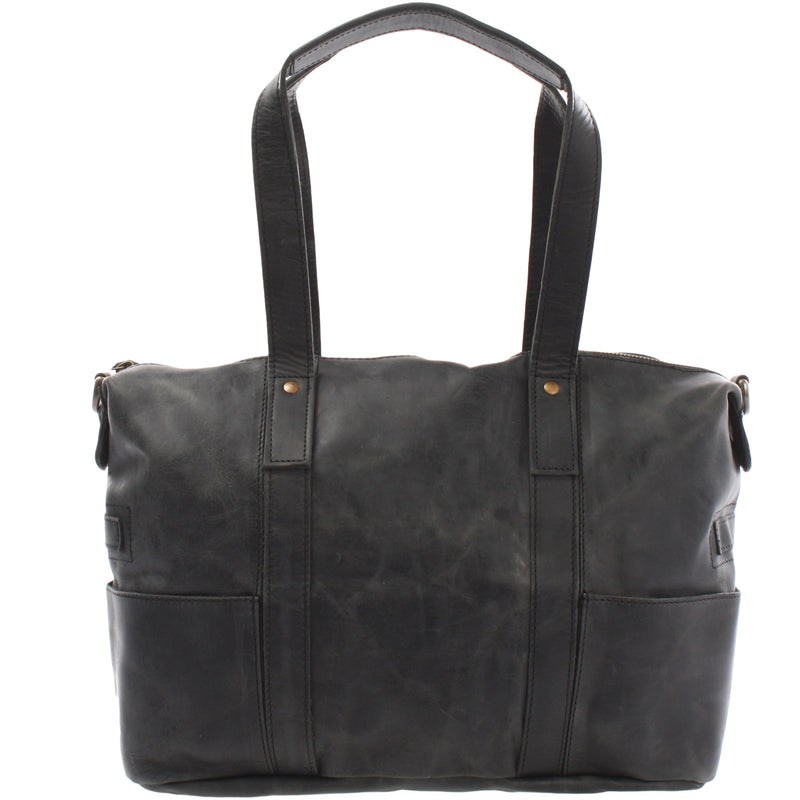 Leconi Shopper Schultertasche Henkeltasche Leder grau LE0034 Bestseller