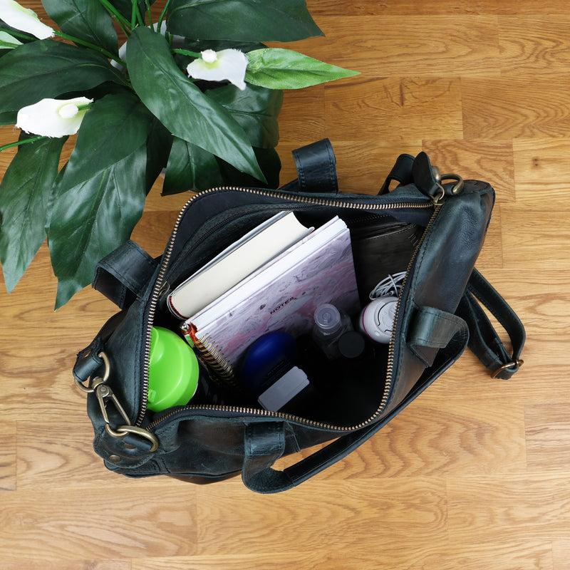 Leconi Shopper Schultertasche Henkeltasche Leder grau LE0034 Bestseller