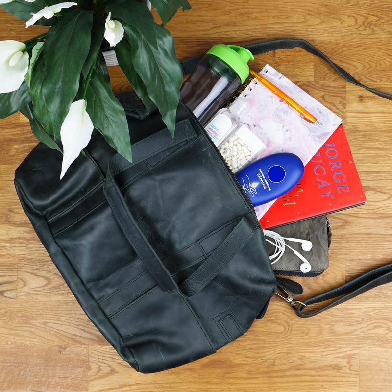 Leconi Shopper Schultertasche Henkeltasche Leder grau LE0034 Bestseller