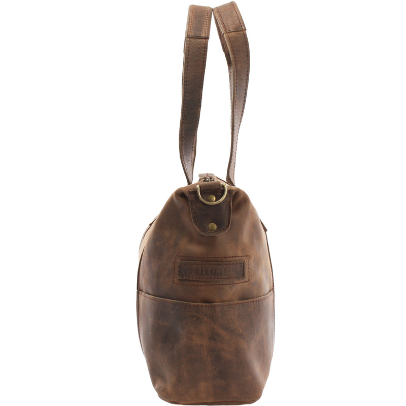 Leconi Shopper Schultertasche Henkeltasche Leder schlamm LE0034 Saisonale Angebote