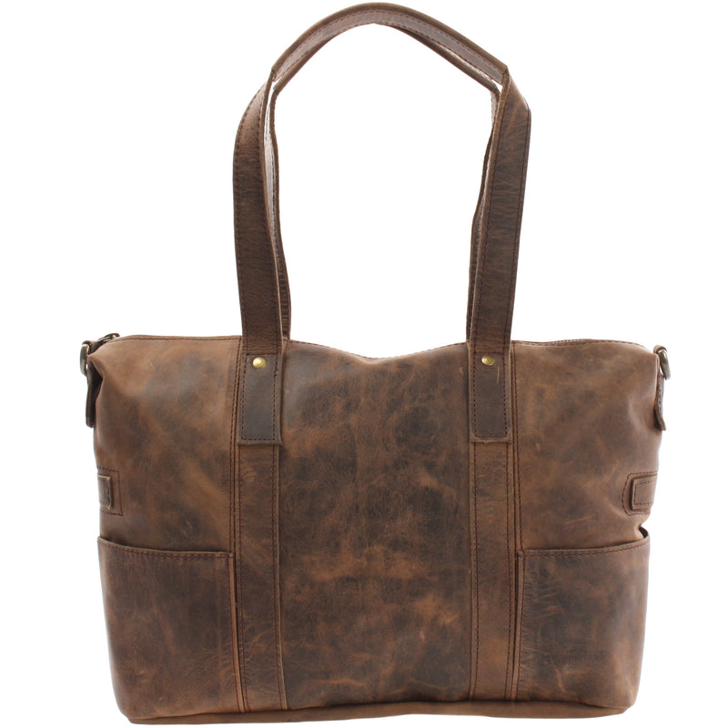 Leconi Shopper Schultertasche Henkeltasche Leder schlamm LE0034 Saisonale Angebote