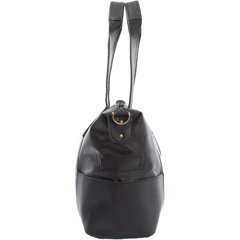 Leconi Shopper Schultertasche Henkeltasche Leder schwarz LE0034 Räumungsverkauf