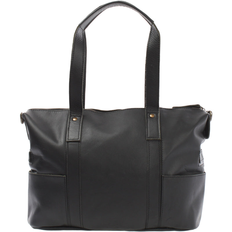 Leconi Shopper Schultertasche Henkeltasche Leder schwarz LE0034 Räumungsverkauf