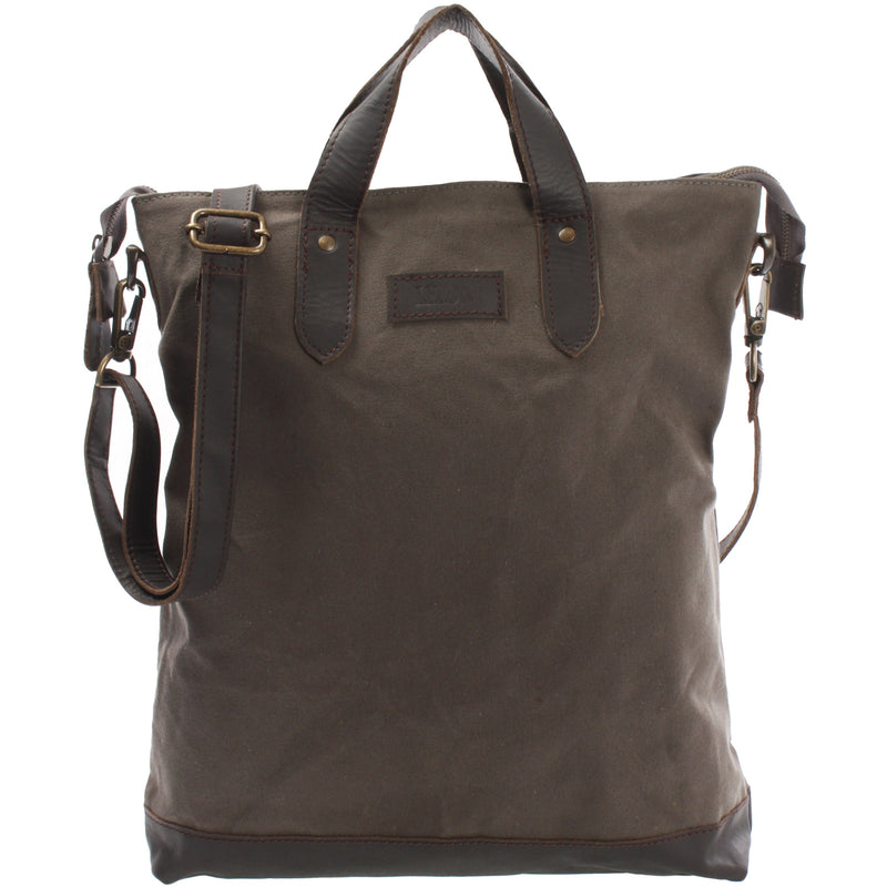 Leconi Shopper Henkeltasche Damen Canvas Leder grau LE0037 Kauf eins, bekomm eins gratis