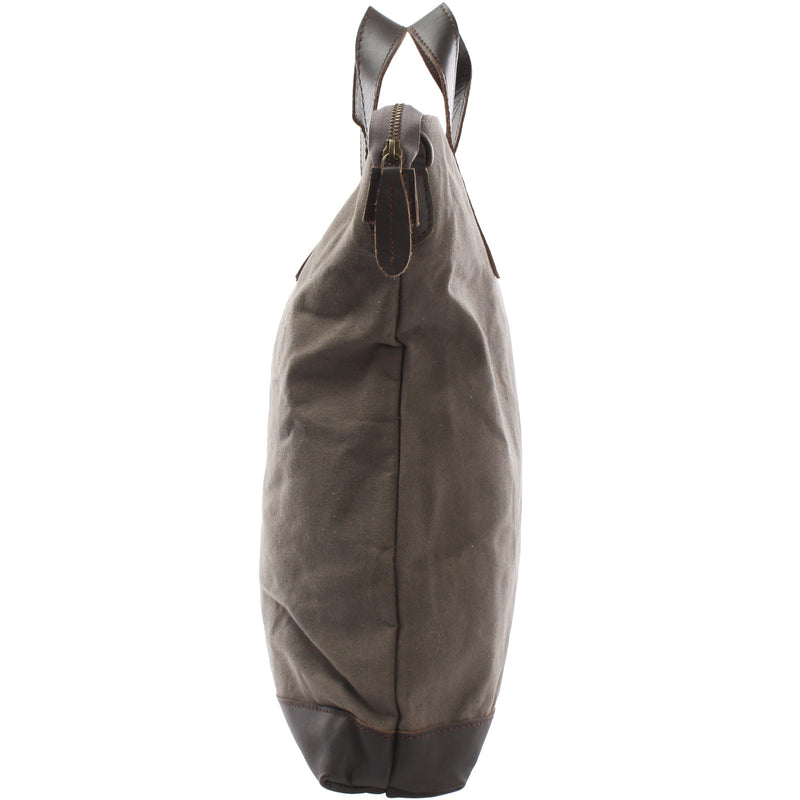 Leconi Shopper Henkeltasche Damen Canvas Leder grau LE0037 Kauf eins, bekomm eins gratis