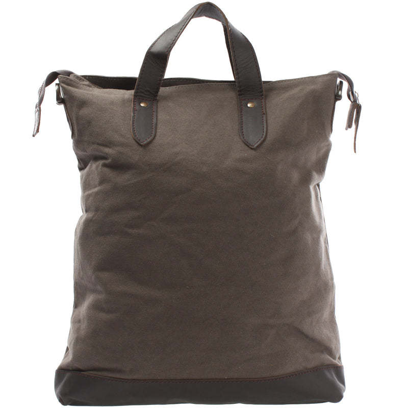 Leconi Shopper Henkeltasche Damen Canvas Leder grau LE0037 Kauf eins, bekomm eins gratis